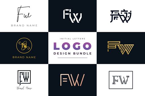 Set of collection Initial Letters FW Logo Design. 2979734 Vector Art at ...