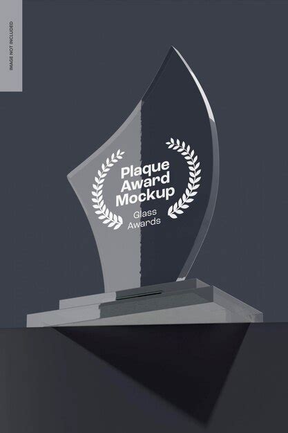 Premium PSD | Glass plaque award mockup, low angle view