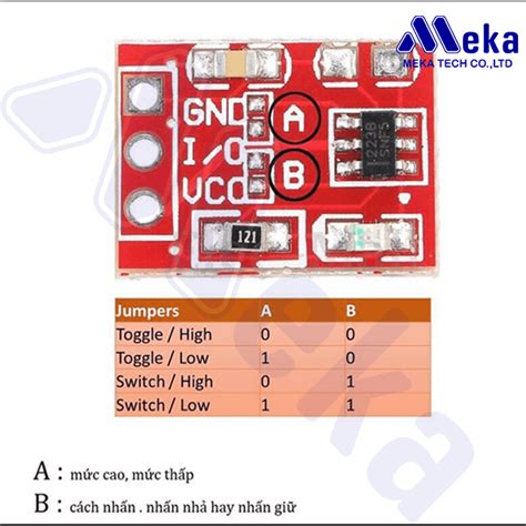 Module nút cảm biến chạm ttp223 đỏ - touch sensor cảm ứng điện dung - Meka