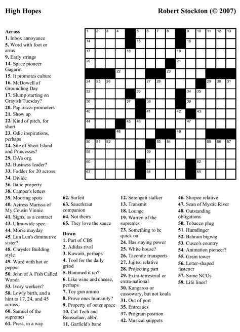 Easy Printable Crossword Puzzles | "aacabythã" | Free Printable - Free ...