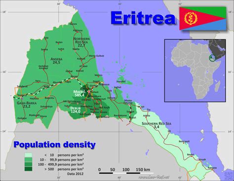 Eritrea Country data, links and map by administrative structure