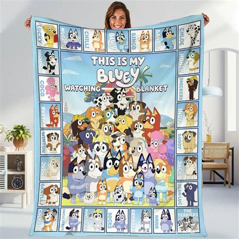 Personalized Bluey Blanket, Bluey Family Soft Cozy Fleece Throw ...