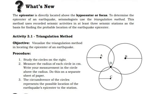 SOLVED: What's New The epicenter is directly located above the ...