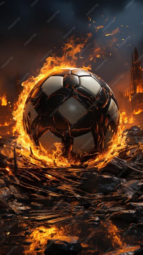 Premium AI Image | Soccer ball in fire UHD wallpaper