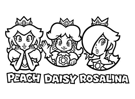 Princess Peach, Daisy, Rosalina Coloring Page - Free Printable Coloring ...