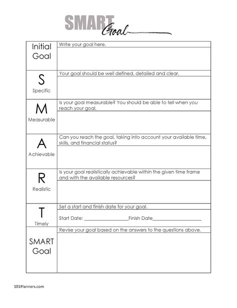 Printable Editable Smart Goals Template - Printable Templates Free