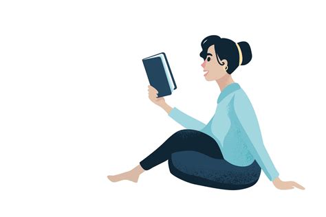 Young woman reading book flat vector | Education Illustrations ...