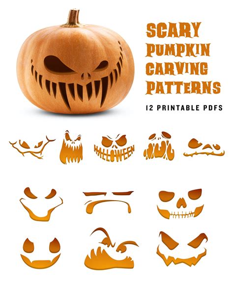 Scary Pumpkin Carving Pattern Angry Jack-o-lantern Printable - Etsy Canada