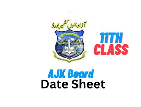 AJK BISE Mirpur Board 11th Class Date Sheet 2023