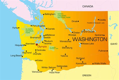 Washington Map - Guide of the World