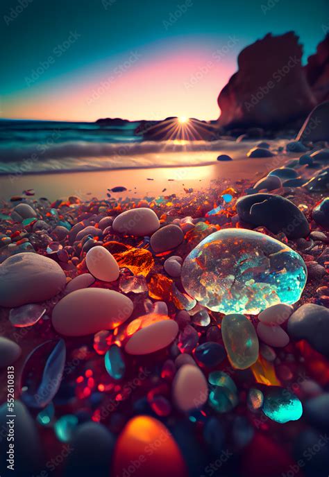 Sunset Beach Pebbles Wallpapers Stock Illustration | Adobe Stock