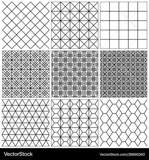 Set seamless geometric patterns lines Royalty Free Vector