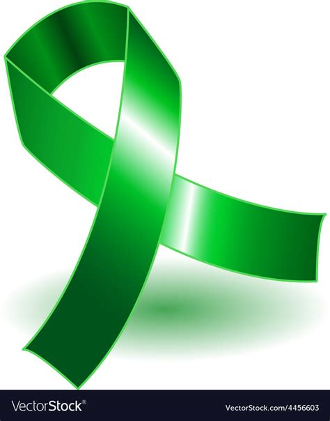 Green awareness ribbon and shadow Royalty Free Vector Image