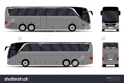 Realistic Bus Side View Front View: vector de stock (libre de regalías ...