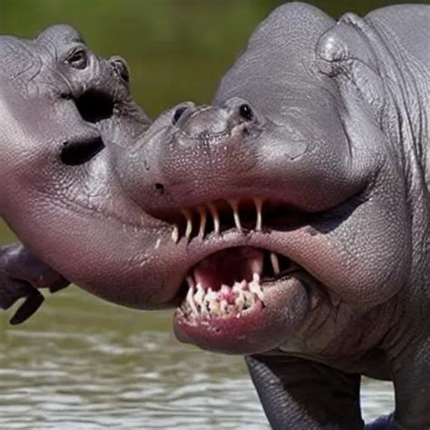 scary human-hippopotamus hippo teeth slay | OpenArt