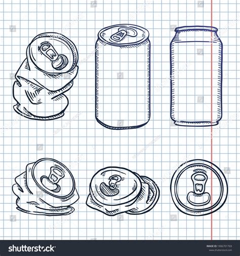 Vector Set Sketch Aluminium Can Illustrations Stock Vector (Royalty ...