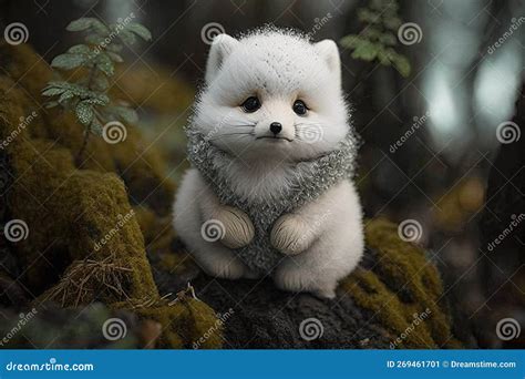 Beautiful Little Arctic Fox Cub in the Snow Stock Illustration ...