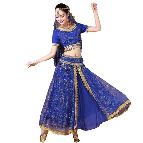 New 4pcs Performance Belly Dance Costume Bollywood Costume Indian Dress ...