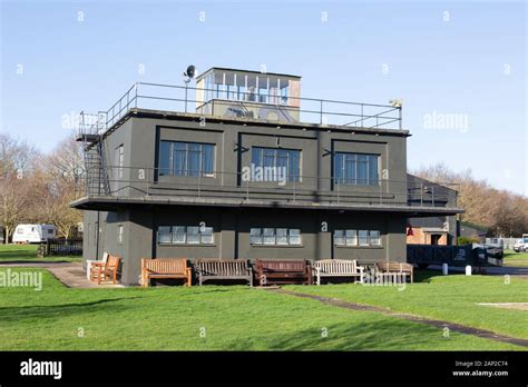 The Second World War RAF East Kirkby airfield Control Tower exterior ...