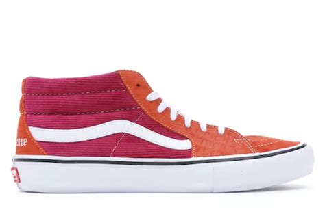 Vans Sk8-Mid Supreme Croc Corduroy Fuchsia Men's - - US