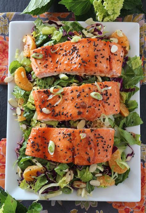 Spicy Candied Salmon Salad with Ginger Honey Dressing - PaleOMG