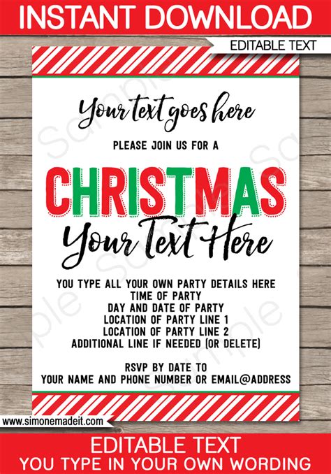 Printable Christmas Party Invitations Template | Christmas Party Invites