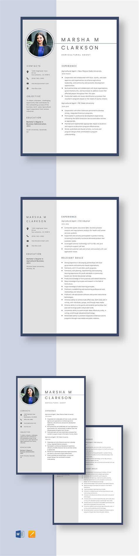 Free Agricultural Agent Resume Template - Word, Apple Pages | Template.net