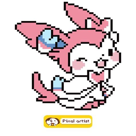 Sylveon pixel art colored by me in pixel artist app | Pokémon Amino