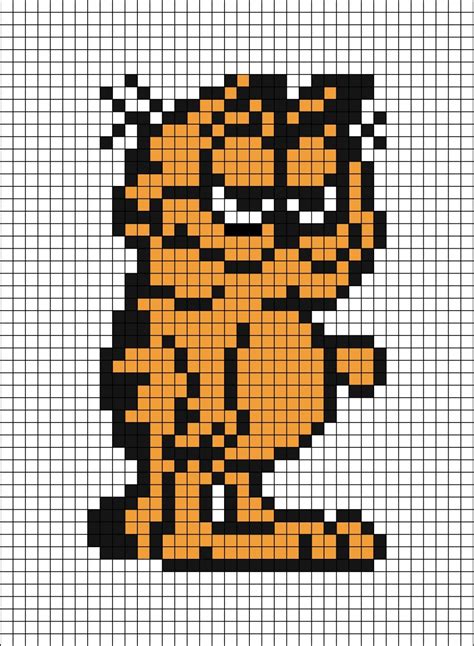 A pixel art template of Garfield the orange (or ginger) cat. From the ...