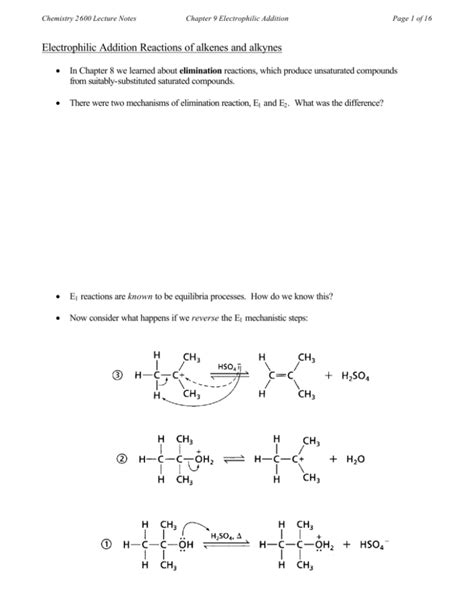 Electrophilic Addition Reactions of alkenes and alkynes