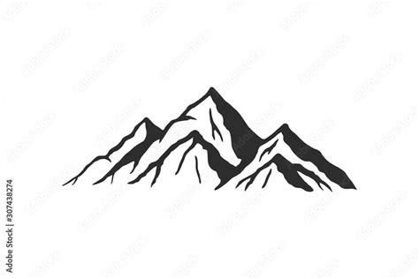 Mountain silhouette - vector icon. Rocky peaks. Mountains ranges. Black ...