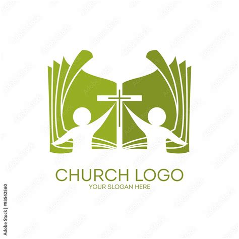 Church logo. Membership, bible, fellowship, people, silhouettes, cross ...