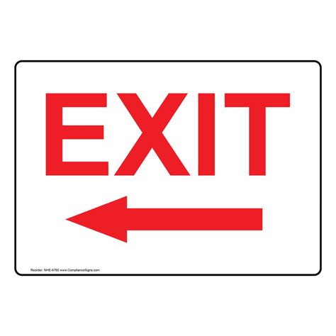 Enter / Exit Exit Sign - Exit (With Left Arrow)