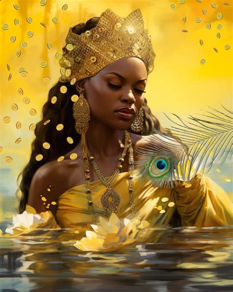 Oshun With Coins, Orisha Art, African Goddess of Abundance, Love ...