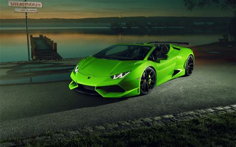 Download wallpapers Lamborghini Huracan Spyder, sunset, lake, supercars ...