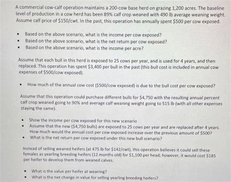 Solved A commercial cow-calf operation maintains a 200-cow | Chegg.com