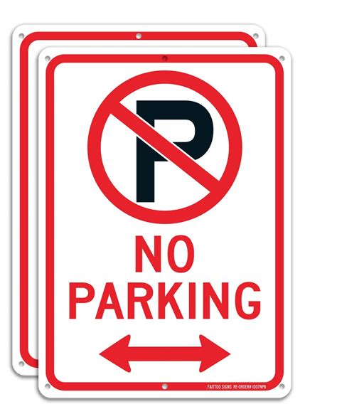 Buy (2 Pack) No Parking Sign With Symbol With Arrows Sign, 10 x 7 ...