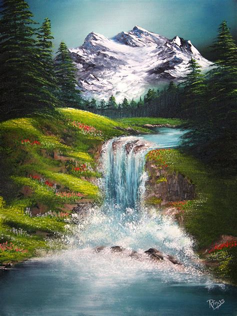 Pin by Tudy Santibañez Vicencio on Art | Scenery paintings, Waterfall ...