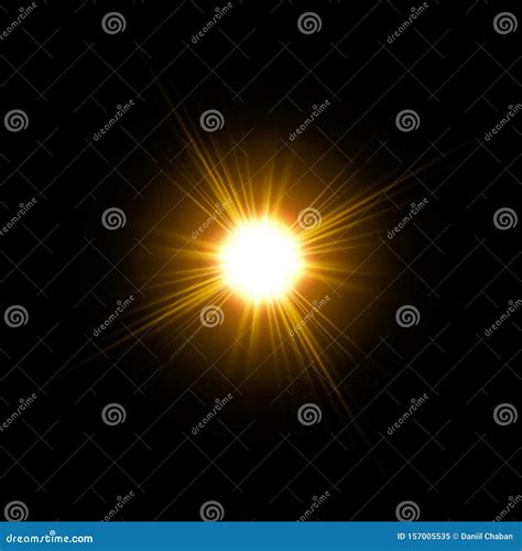 Vector Sunlight Special Lens Flare Light Effect. Sun Isolated On Black ...