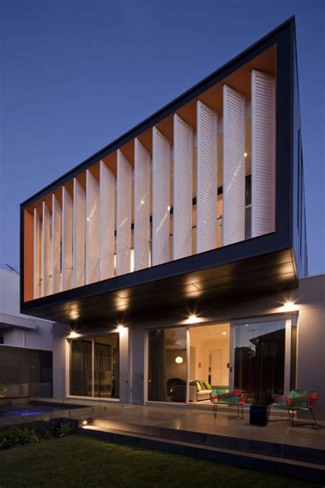 House Facades: Brick modern house exterior with balcony \u0026 fountain ...