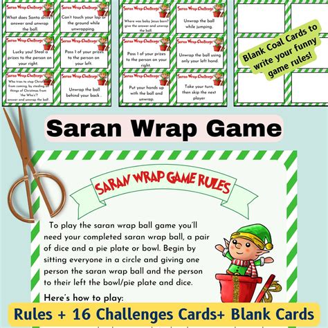 Saran Wrap Ball Game Rules With Challenge Cards Printable, Plastic Wrap ...