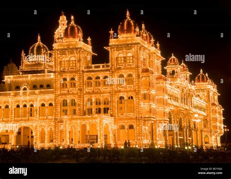 Maharaja s Palace at night in Mysore Karnataka India Stock Photo - Alamy