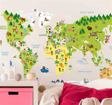 Stereotypes world map wall sticker - TenStickers