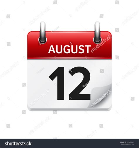 August 12 Vector Flat Daily Calendar Stock Vector (Royalty Free ...