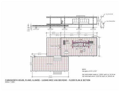 poteau | Farnsworth house plan, Farnsworth house, Modern house floor plans