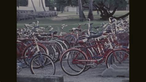 Bicycles Parked Outside Kwajalein Missile Range | Editorial Video ...