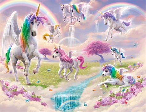 Walltastic Magical Unicorn Wall Mural, 8ft (h) x 10ft (w): Buy Online ...