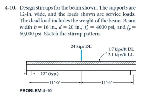 Solved 10. Design stirrups for the beam shown. The supports | Chegg.com