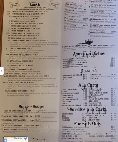 Menu at Ixtapa Mexican Restaurant, Hood River