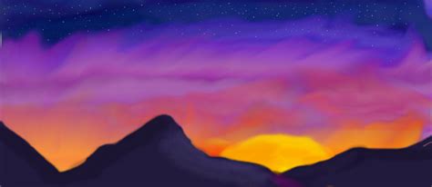 Mountain Sunset Drawing at PaintingValley.com | Explore collection of ...